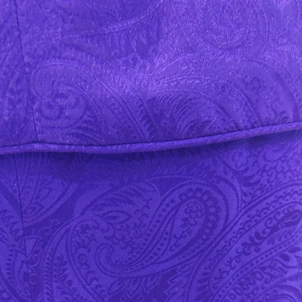 Maggy London PURPLE 100% Silk Asian Inspired Dress Suit Size 4P - Picture 7 of 13